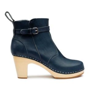 Swedish Hasbeens High Heeled Jodhpur in Dark Blue